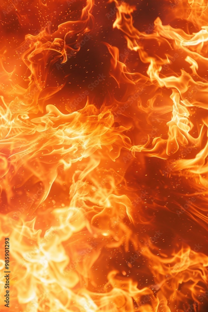 Fototapete a close-up shot of a fire with intense flames in the background, perfect for use as a background ele