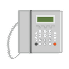 Office Landline Phone with Cord and Keypad &ndash; Front View of Communication Device