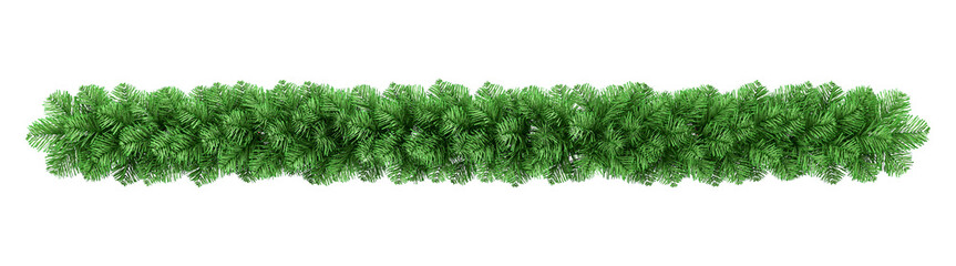 christmas tree branches with cones isolated on white