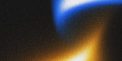 Vibrant gradient grainy texture with contrasting blue and orange hues creating a dynamic and striking abstract background. black backdrop abstract header banner design