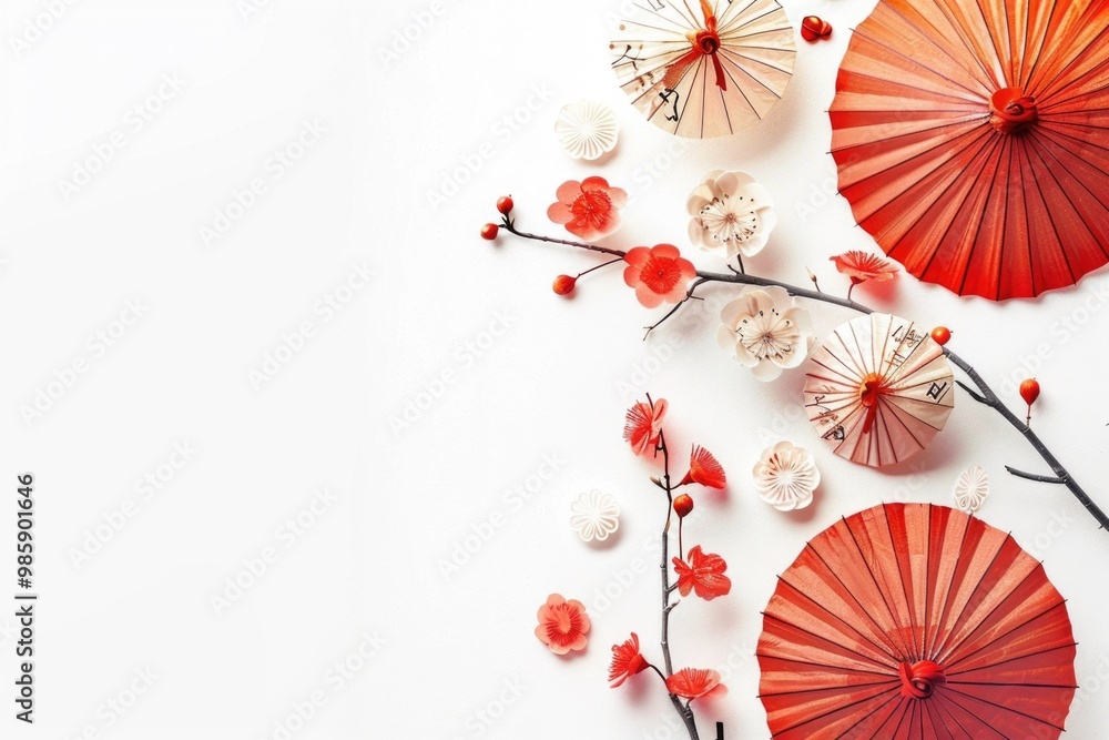Aufkleber a collection of colorful umbrellas placed neatly on a white background