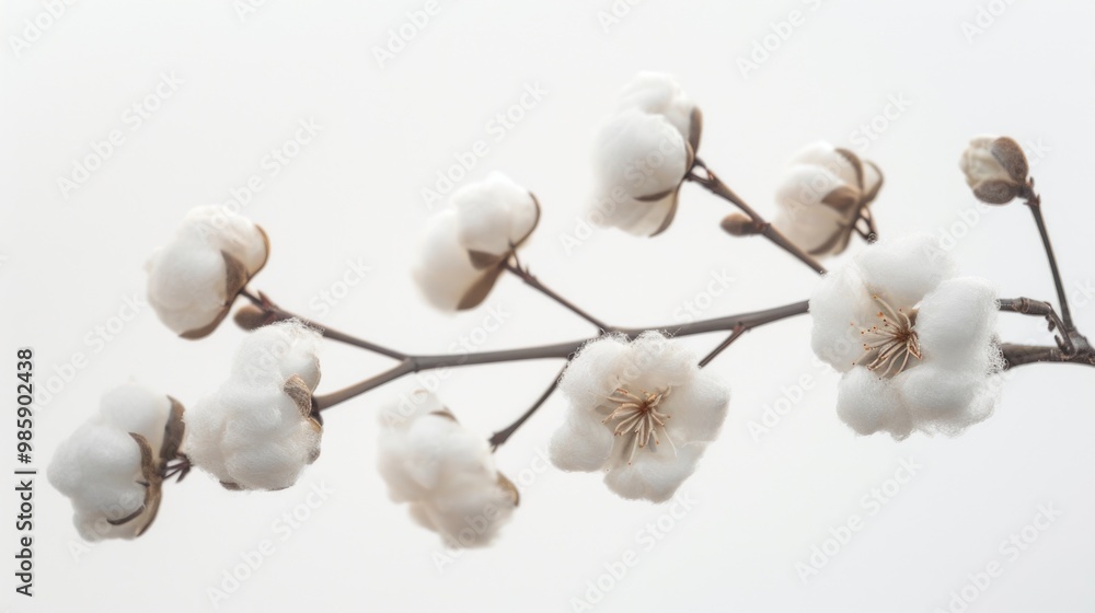 Poster A collection of white flowers arranged on a branch