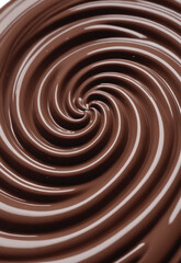 Top view of liquid chocolate swirl, texture, 