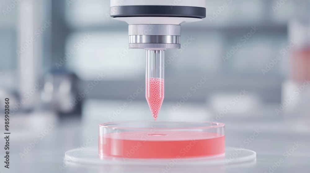 Poster advanced bioprinting technology creating cellular structures for medical research and development. t