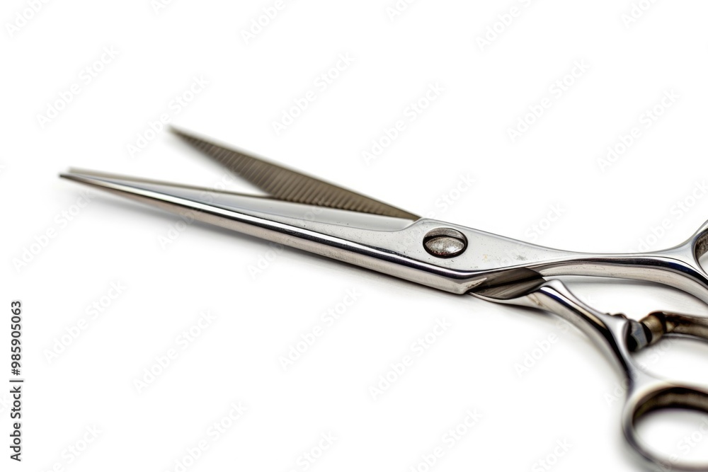 Poster A detailed view of scissors with sharp blades and ergonomic handles