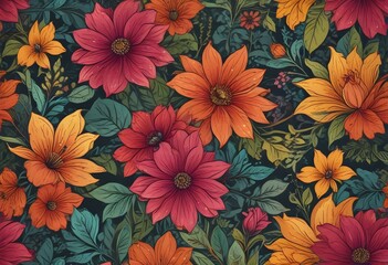 Seamless pattern with flowers abstract background