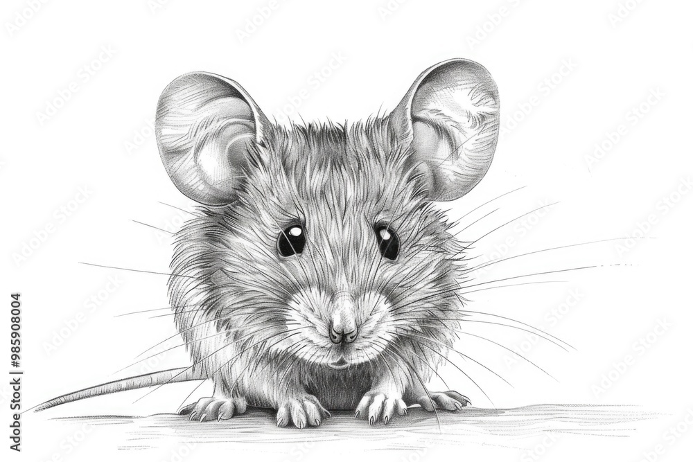 Poster a simple black and white drawing of a mouse