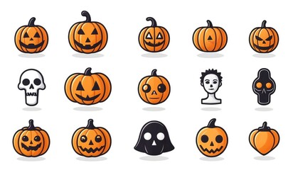 illustration of a set of halloween icon