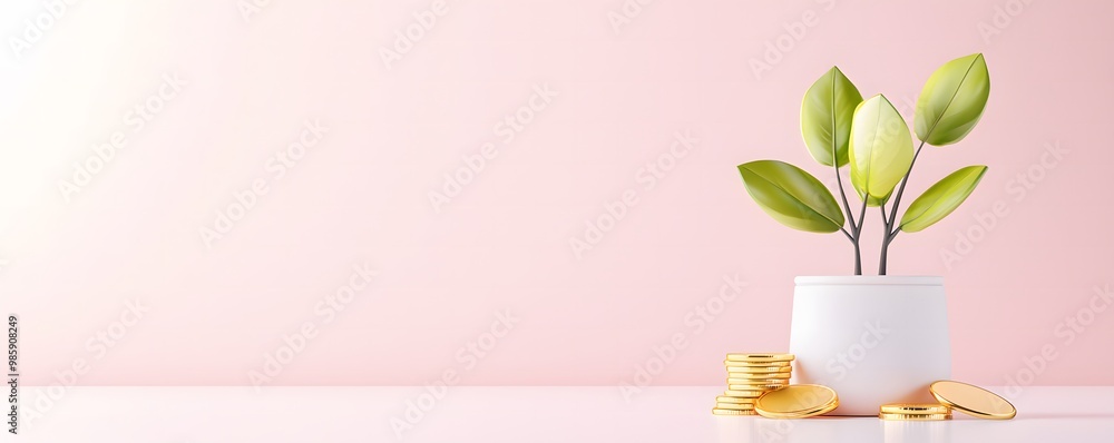Poster 3d financial growth visualization - high-yield savings and secure investment returns for building lo