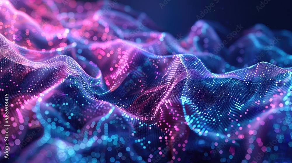 Poster a bright and colorful display of blue and pink lights, ideal for use in promotional materials or as 