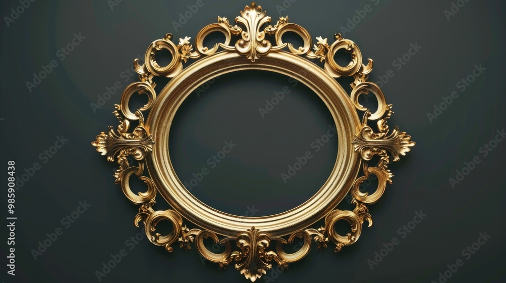Poster a gold frame sitting on a black wall, perfect for displaying artwork or adding a touch of luxury to 