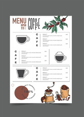 Coffee shop menu design template