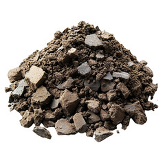 Gravel and dirt pile, white isolate background
