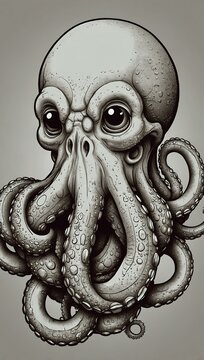 recommend clip art: Cartoon octopus in a line art style.