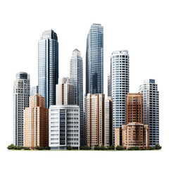 Fototapeta premium Modern city skyline on white isolated background