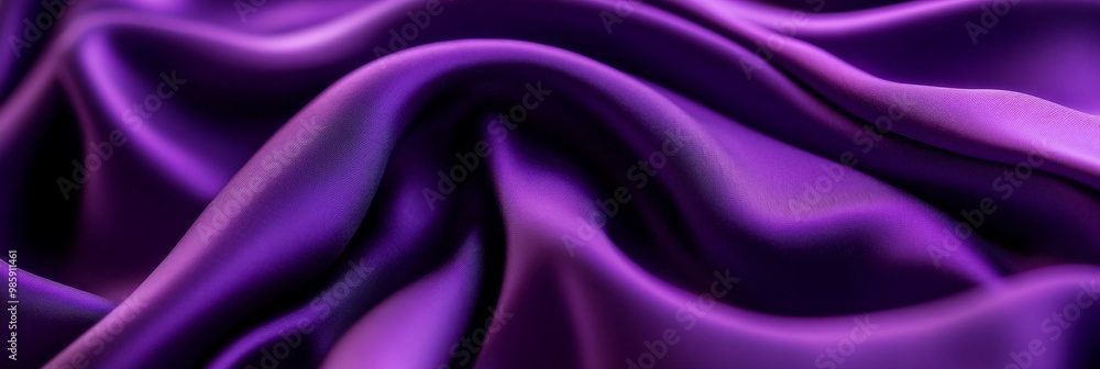 Poster luxurious purple satin fabric with soft drapes and creases, perfect for creating elegant designs, ba