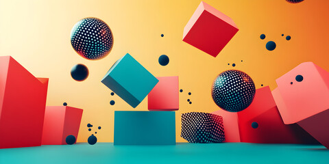 Contrasting shapes bouncing off each other in motion.
