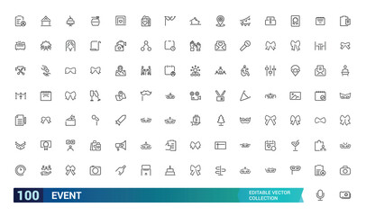 Event planning outline icons collections, Event organisation icons for web and mobile app. Management, wedding, Outline icons collection. editabale stroke icons set.