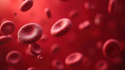 High-Resolution Red Blood Cells Close-Up: Microscopic View of Hemoglobin-Rich Cells in Circulation