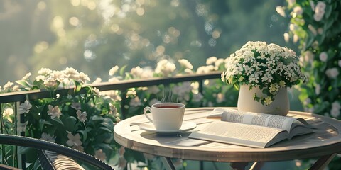 Sunny Balcony Retreat with Blooming Plants
