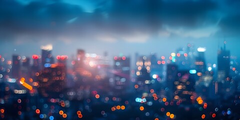 Dreamy Urban Skyline with Colorful Evening Glow
