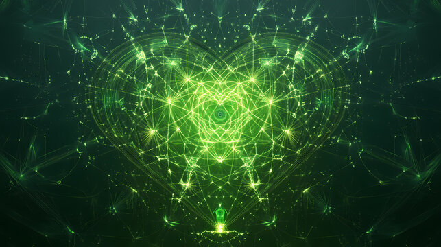 Green heart chakra sacred geometry spiritual - by generative ai. Sacred Geometry. Illustration