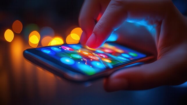 Learning apps on a smartphone being used by a student, tech-savvy style, close-up, sharp focus, vibrant colors, high detail