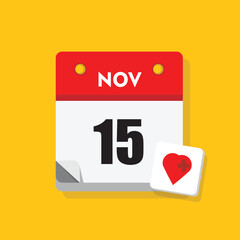 calender icon, 15 november icon with yellow background