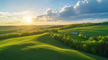 landscape green field sunlight beautiful