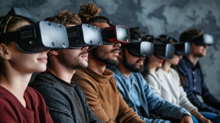 Fototapeta premium Virtual Reality Headsets Used by Group of Professionals for Futuristic Technology and Business Applications