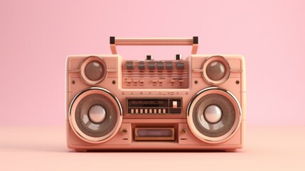 Retro Boombox on Pink Background