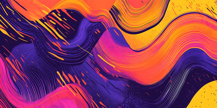 Wavy and jagged lines clashing in a vibrant color clash.


