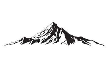 Mountain peak silhouette isolated on white background. Vector illustration.