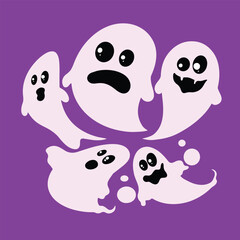 Obraz premium set of cute monster ghost halloween 