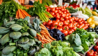 Photo of fruits and vegetables at the market stall.