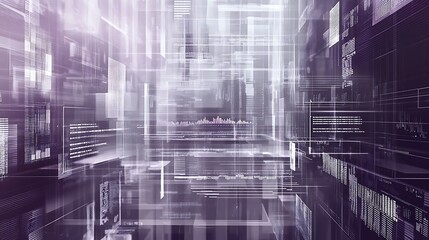 Fototapeta premium Abstract Digital Data Grid with Blurry Purple and White Lines