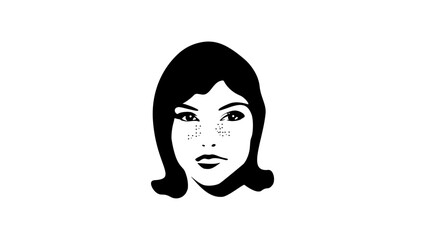 Acne and Skin Care,woman face,  black isolated silhouette