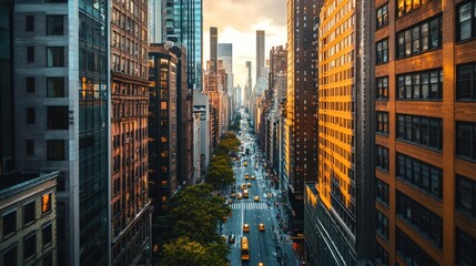 Cityscape with Yellow Taxis