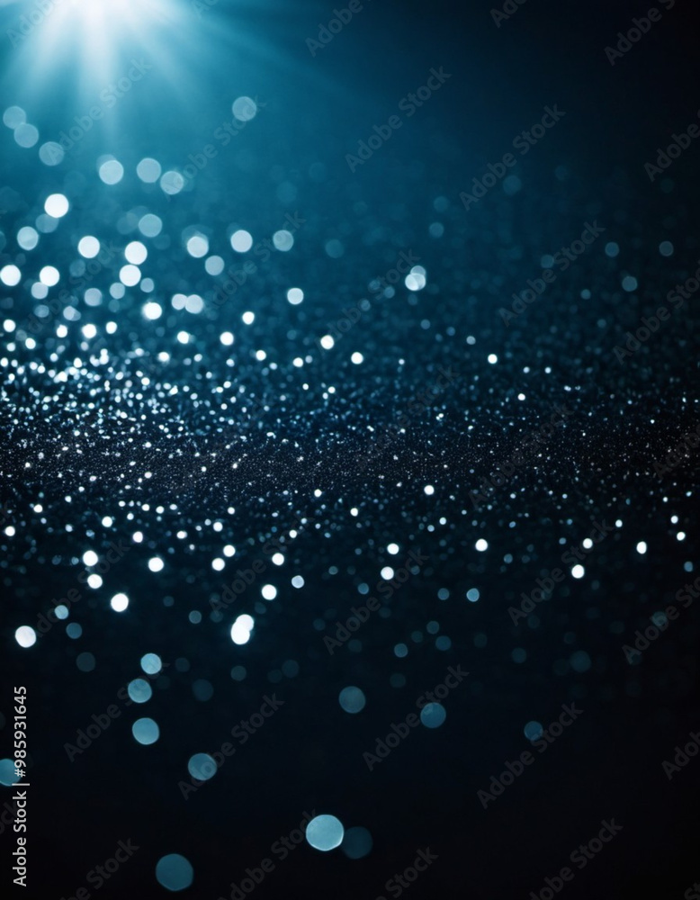 Poster blue bokeh lights scattered against soft dark background, mesmerizing visual effect at night. bokeh 