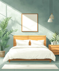 Modern Bedroom with Natural Light and Greenery