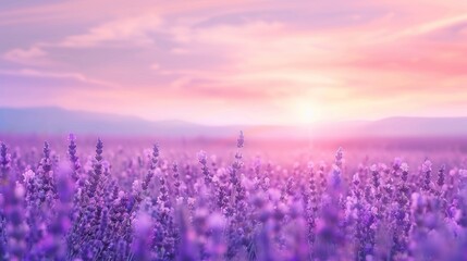 Naklejka premium Lavender Field Sunset