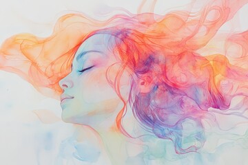 Delicate Watercolor Painting of a Woman's Profile