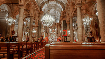 The central part of the Basilca of Saint Michel Archange in The Old Town of Menton, France.