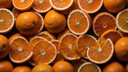 Orange oranges fruit, many angles and view side top sliced halved cut isolated on transparent background cutout, PNG file
