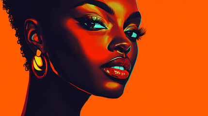 Portrait of black woman in high fashion style. High Fashion. Illustration