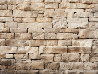 Obraz premium Extraordinary Wall masonry of flat stones beige split uneven closeup uniform texture background