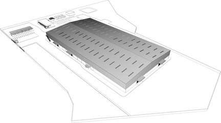 3D illustration of industrial project