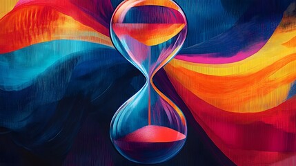 Abstract Hourglass in Vibrant Painted Swirls
