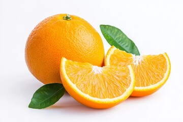 Freshly Cut Orange with Leaves