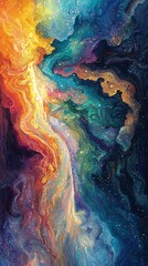 Dreamscape Symphony: Vibrant Liquid Waterfall in Fantasy Realm - High Detail Creative Flow Concept.